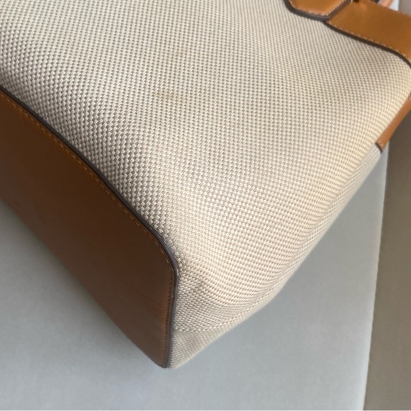 Tory Burch Tan & Brown Leather Canvas Bag - Picture 5 of 14